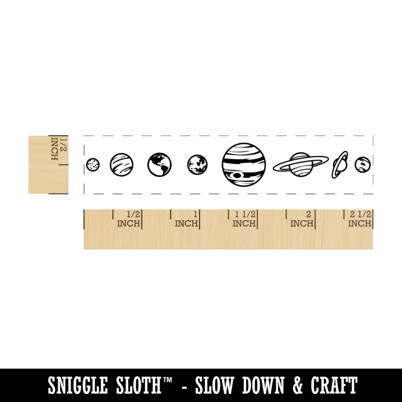 Solar System Planets Mercury Venus Saturn Uranus Neptune Earth Jupiter Mars Rectangle Rubber Stamp for Stamping Crafting